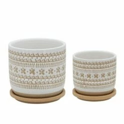 Daisy Planter with Saucer Brown - Sagebrook Home