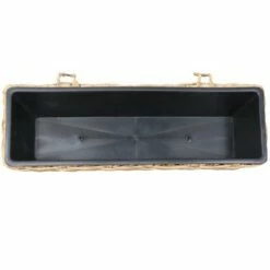 Sunnydaze Decor Sunnydaze Hanging Rectangle Polyrattan Rail Planter with Plastic Liner - 23.5" W x 7.5" D x 6.5" H - Brown