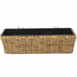 Sunnydaze Decor Sunnydaze Hanging Rectangle Polyrattan Rail Planter with Plastic Liner - 23.5" W x 7.5" D x 6.5" H - Brown -Cheap Planters Store unnamed file 4646