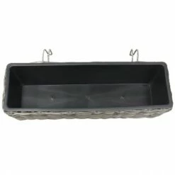 Sunnydaze Decor Sunnydaze Hanging Rectangle Polyrattan Rail Planter with Plastic Liner - 23.5" W x 7.5" D x 6.5" H - Gray