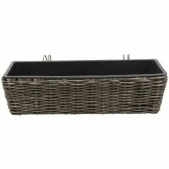 Sunnydaze Decor Sunnydaze Hanging Rectangle Polyrattan Rail Planter with Plastic Liner - 23.5" W x 7.5" D x 6.5" H - Gray -Cheap Planters Store unnamed file 4650