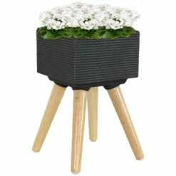 Sunnydaze Decor Sunnydaze Barkley Fiber Clay Durable Indoor/Outdoor Decorative Flower Pot - 10" Square - Charcoal and Natural -Cheap Planters Store unnamed file 4668