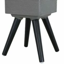 Sunnydaze Decor Sunnydaze Barkley Fiber Clay Durable Indoor/Outdoor Decorative Flower Pot - 10" Square - Gray and Black