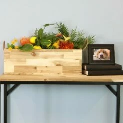 Sunnydaze Decor Sunnydaze Rectangle Indoor Flower and Succulent Planter Box with Handles and 3 Removable Plastic Liners - 20" W x 7.25" D x 6.75" H - Acacia Wood