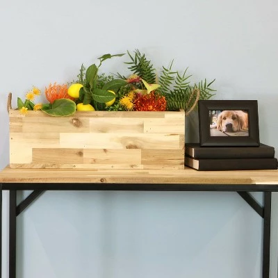 Sunnydaze Decor Sunnydaze Rectangle Indoor Flower and Succulent Planter Box with Handles and 3 Removable Plastic Liners - 20" W x 7.25" D x 6.75" H - Acacia Wood 3 Sunnydaze Decor Sunnydaze Rectangle Indoor Flower and Succulent Planter Box with Handles and 3 Removable Plastic Liners - 20" W x 7.25" D x 6.75" H - Acacia Wood