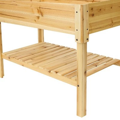 Sunnydaze Decor Sunnydaze Outdoor Raised Wooden Garden Bed with Lower Shelf for Plant Flowers, Herbs, Green Plants, and Vegetables - 42" - Clear Coat 4 Sunnydaze Decor Sunnydaze Outdoor Raised Wooden Garden Bed with Lower Shelf for Plant Flowers, Herbs, Green Plants, and Vegetables - 42" - Clear Coat - Image 2