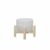 Sagebrook Home Metallic Ceramic Planter with Wood Stand White -Cheap Planters Store unnamed file 4718