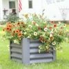 Sunnydaze Decor Sunnydaze Raised Powder-Coated Steel Garden Bed Kit for Plants, Flowers, Herbs, Fruits and Vegetables - 22" Square x 16" Deep - Gray -Cheap Planters Store unnamed file 474