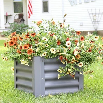 Sunnydaze Decor Sunnydaze Raised Powder-Coated Steel Garden Bed Kit for Plants, Flowers, Herbs, Fruits and Vegetables - 22" Square x 16" Deep - Gray 3 Sunnydaze Decor Sunnydaze Raised Powder-Coated Steel Garden Bed Kit for Plants, Flowers, Herbs, Fruits and Vegetables - 22" Square x 16" Deep - Gray