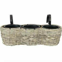 Sunnydaze Decor Sunnydaze Indoor/Outdoor Polyrattan Over-the-Rail Tri-Planter with 3 Round Black Plastic Liners - Frost 12 Sunnydaze Decor Sunnydaze Indoor/Outdoor Polyrattan Over-the-Rail Tri-Planter with 3 Round Black Plastic Liners - Frost -Cheap Planters Store unnamed file 4743