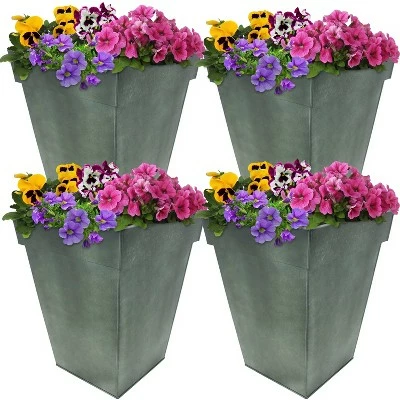 Sunnydaze Decor Sunnydaze Modern Decorative Square Indoor/Outdoor Galvanized Steel Planters for Planting Flowers, Plants, and Herbs - 13.75" Square - Moss - 4-Pack 6 Sunnydaze Decor Sunnydaze Modern Decorative Square Indoor/Outdoor Galvanized Steel Planters for Planting Flowers, Plants, and Herbs - 13.75" Square - Moss - 4-Pack - Image 4