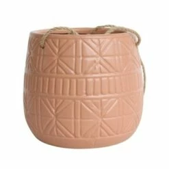 Sagebrook Home 6" Abstract Ceramic Hanging Planter Rose