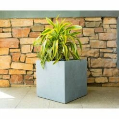Kante Lightweight Modern Outdoor Concrete Square Planter Slate Gray - Rosemead Home & Garden, Inc.