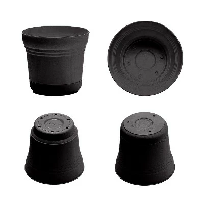 Bloem SP1000 Saturn Indoor Outdoor 10" Matte Finish Durable Plastic Planter Pot with Attached Saucer and Pre Drilled Drainage Holes, Black (2 Pack) 4 Bloem SP1000 Saturn Indoor Outdoor 10" Matte Finish Durable Plastic Planter Pot with Attached Saucer and Pre Drilled Drainage Holes, Black (2 Pack) - Image 2