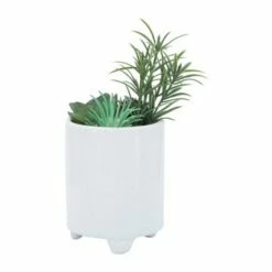 Sagebrook Home Ceramic Face Planter with Artificial Plant White -Cheap Planters Store unnamed file 4875