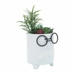 Sagebrook Home Ceramic Face Planter with Artificial Plant White -Cheap Planters Store unnamed file 4876