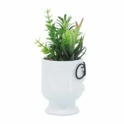 Sagebrook Home Ceramic Face Planter with Artificial Plant White -Cheap Planters Store unnamed file 4877