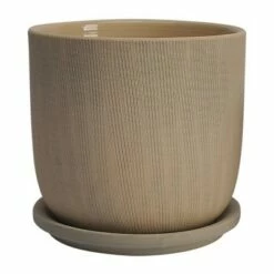 Sagebrook Home Set of 2 5.75" Mesh Planters with Saucer Taupe