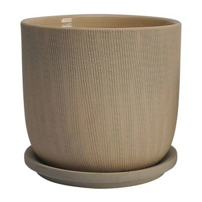 Sagebrook Home Set of 2 5.75" Mesh Planters with Saucer Taupe 3 Sagebrook Home Set of 2 5.75" Mesh Planters with Saucer Taupe