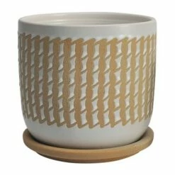 Set of 2 6" Wave Planters with Saucer Brown - Sagebrook Home