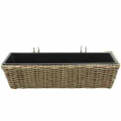 Sunnydaze Decor Sunnydaze Hanging Rectangle Polyrattan Rail Planter with Plastic Liner - 23.5" W x 7.5" D x 6.5" H - Light Brown -Cheap Planters Store unnamed file 4937