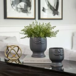 Sagebrook Home Set of 2 Face Ceramic Planters Black -Cheap Planters Store unnamed file 4941