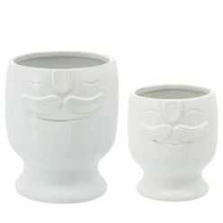 Sagebrook Home Set of 2 Face Ceramic Planters Black -Cheap Planters Store unnamed file 4943