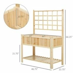 Outsunny 47'' Wooden Raised Garden Bed with Trellis Coutryside Style Elevated Planter Box Stand with Open Shelf Spacious Planting Area -Cheap Planters Store unnamed file 497