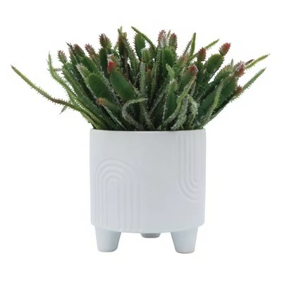Set of 2 12" Bravais Footed Ceramic Planters White - Sagebrook Home 3 Set of 2 12" Bravais Footed Ceramic Planters White - Sagebrook Home - Image 2