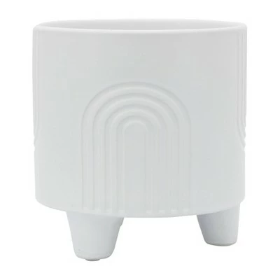 Set of 2 12" Bravais Footed Ceramic Planters White - Sagebrook Home 6 Set of 2 12" Bravais Footed Ceramic Planters White - Sagebrook Home - Image 5