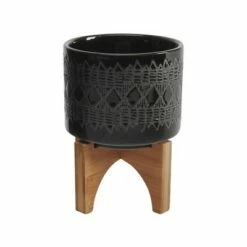 Set of 2 10.5" Ceramic Aztec Planters on Wooden Stand Black - Sagebrook Home 5 Set of 2 10.5" Ceramic Aztec Planters on Wooden Stand Black - Sagebrook Home -Cheap Planters Store unnamed file 5010