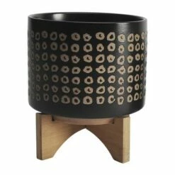 Set of 2 12" Ceramic Planters on Stand Brown - Sagebrook Home