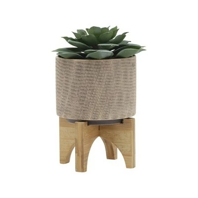 Set of 2 10.5" Mesh Planters with Stand Tan - Sagebrook Home 3 Set of 2 10.5" Mesh Planters with Stand Tan - Sagebrook Home - Image 2