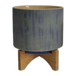 Set of 2 16" Mesh Planters with Stand Blue - Sagebrook Home