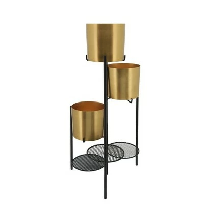 Sagebrook Home 3-Layered Folding Metal Planters Gold/Black 5 Sagebrook Home 3-Layered Folding Metal Planters Gold/Black - Image 3