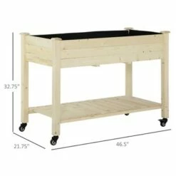 Outsunny 46.5" x 21.75" Raised Mobile Garden Bed Planter Box with Fir Wood Construction Non-Woven Bag & Shelf Below -Cheap Planters Store unnamed file 504