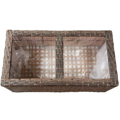 Sunnydaze Decor Sunnydaze 2-Section Rectangle Polyrattan Indoor Planters - 21.5" W x 11.5" D x 9.25" H - Brown - 2-Pack 5 Sunnydaze Decor Sunnydaze 2-Section Rectangle Polyrattan Indoor Planters - 21.5" W x 11.5" D x 9.25" H - Brown - 2-Pack - Image 3