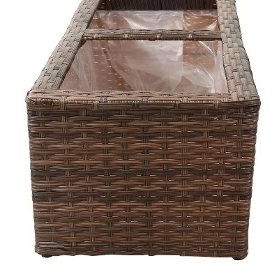 Sunnydaze Decor Sunnydaze 2-Section Rectangle Polyrattan Indoor Planters - 21.5" W x 11.5" D x 9.25" H - Brown - 2-Pack 7 Sunnydaze Decor Sunnydaze 2-Section Rectangle Polyrattan Indoor Planters - 21.5" W x 11.5" D x 9.25" H - Brown - 2-Pack - Image 5