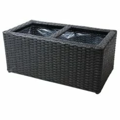 Sunnydaze Decor Sunnydaze 2-Section Rectangle Polyrattan Indoor Planters - 21.5" W x 11.5" D x 9.25" H - Black - 2-Pack -Cheap Planters Store unnamed file 5052