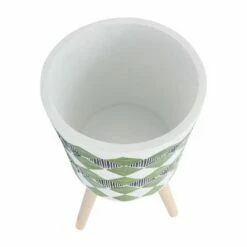 Sagebrook Home Set of 2 Diamond Polyresin Planters with Wood Legs Olive -Cheap Planters Store unnamed file 5077