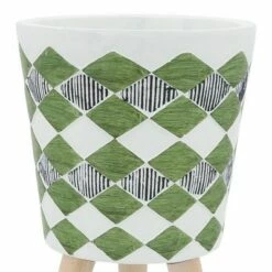 Sagebrook Home Set of 2 Diamond Polyresin Planters with Wood Legs Olive -Cheap Planters Store unnamed file 5079