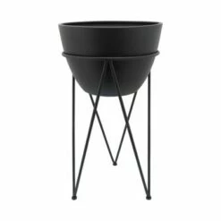 Sagebrook Home 26" Metal Planter in Stand Black