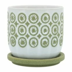 Sagebrook Home Circles Ceramic Planter with Saucer Olive -Cheap Planters Store unnamed file 5089
