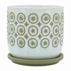 Sagebrook Home Circles Ceramic Planter with Saucer Olive -Cheap Planters Store unnamed file 5090