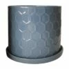 Sagebrook Home Set of 2 Honeycomb Ceramic Planters with Saucers Gray -Cheap Planters Store unnamed file 5097
