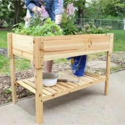 Sunnydaze Decor Sunnydaze Outdoor Raised Wooden Garden Bed with Lower Shelf for Plant Flowers, Herbs, Green Plants, and Vegetables - 42" - Clear Coat 15 Sunnydaze Decor Sunnydaze Outdoor Raised Wooden Garden Bed with Lower Shelf for Plant Flowers, Herbs, Green Plants, and Vegetables - 42" - Clear Coat -Cheap Planters Store unnamed file 51