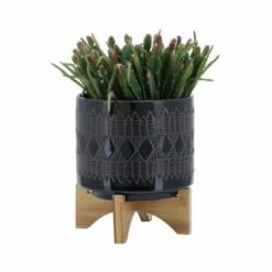 Set of 2 19" Aztec Ceramic Planters On Wooden Stand Black - Sagebrook Home 14 Set of 2 19" Aztec Ceramic Planters On Wooden Stand Black - Sagebrook Home -Cheap Planters Store unnamed file 5118