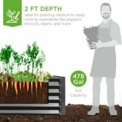 Best Choice Products 8x4x2ft Outdoor Metal Raised Garden Bed, Planter Box for Vegetables, Flowers, Herbs