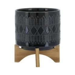 Set of 2 19" Aztec Ceramic Planters On Wooden Stand Black - Sagebrook Home 17 Set of 2 19" Aztec Ceramic Planters On Wooden Stand Black - Sagebrook Home -Cheap Planters Store unnamed file 5121
