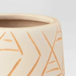 9" Lines Stoneware Outdoor Footed Planter Terracotta/White - Opalhouse™ -Cheap Planters Store unnamed file 5137